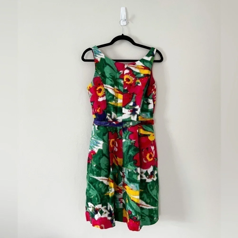 ELIZA J Floral Belted Fit and Flare Casual Dress Size 8 - Picture 2 of 4
